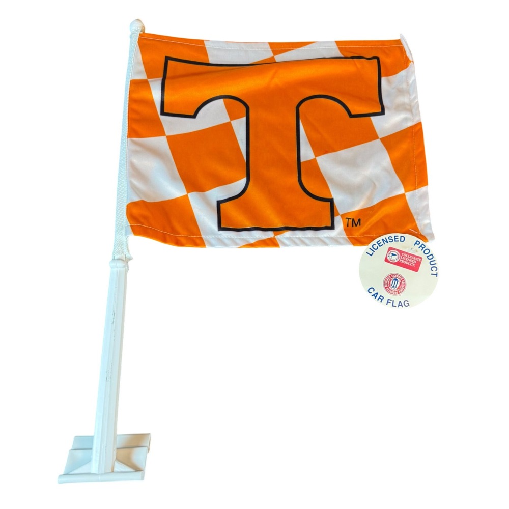 Tennessee Volunteers Checkerboard Car Flag Orange White Power T NCAA Licensed